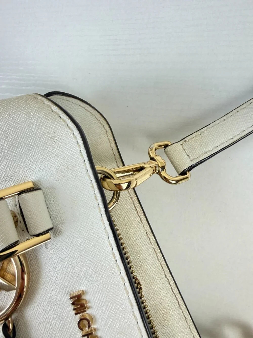 Michael Kors White Saffiano Satchel Crossbody Bag